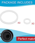 Six Pack Silicone Water Bottle Lid Gasket Set for Stainless Steel Bottles Leak Proof O Rings Replacements for 14/18/22/32/40/64oz Lids and Spouts BPA Free Fits Chug Lids, white silicone gasket set
