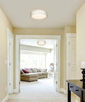Dope Dimmable LED Flush Mount Ceiling Light Fixture 15W 1600 Lumens With Adjustable 3000K To 6500K in a bright hallway