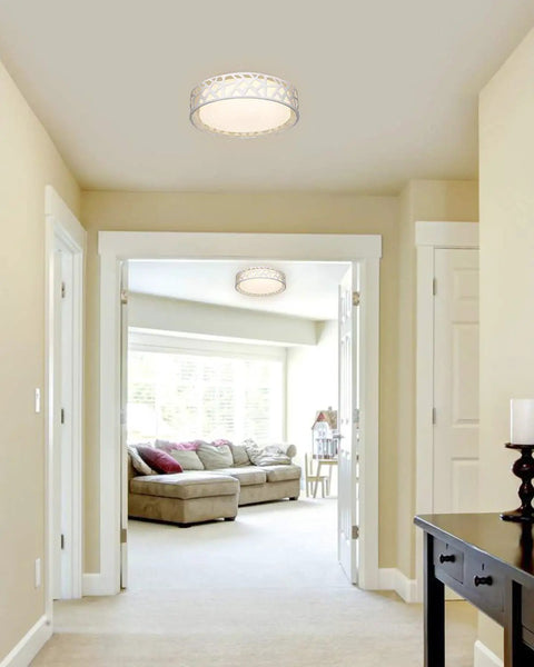 Dope Dimmable LED Flush Mount Ceiling Light Fixture 15W 1600 Lumens With Adjustable 3000K To 6500K in a bright hallway