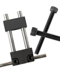 Precision Steel Milling Vise Work Stop Locator For CNC Machine Tool Clamping Jaw Kit with two bolts and steel rods.