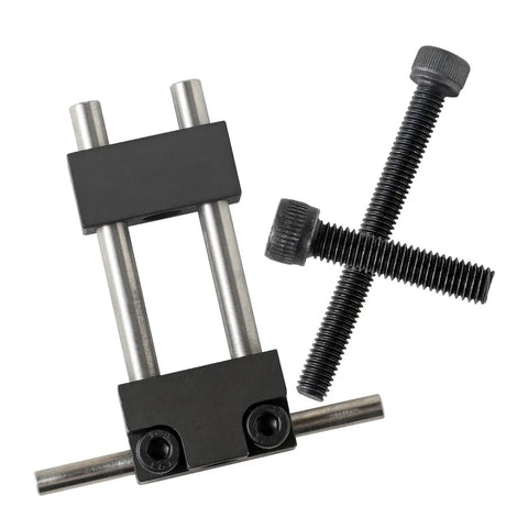 Precision Steel Milling Vise Work Stop Locator For CNC Machine Tool Clamping Jaw Kit with two bolts and steel rods.