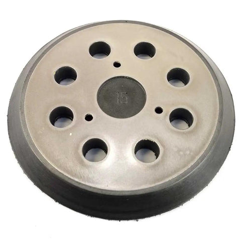 Rock Solid 5 Inch Hook And Loop Sanding Pads With Heavy Duty Dust Collection And No Sweat Installation For Random Orbit Sanders Compatible With Dewalt And Porter Cable 2 Pack top view showing 8 dust extraction holes.