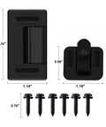Left Metal RV Screen Door Latch Kit With Left Hand Handle showing zinc alloy parts, plastic latch, and screws for camper security.
