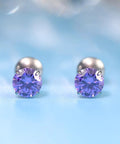 Top Shelf Implant Grade Titanium Screw Back Earrings Hypoallergenic Nickel Free Frame Crafted For Sensitive Skin With Fresh Gemstone Settings, 5mm purple CZ.