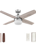 44 Inch Modern Indoor LED Ceiling Fan With Light And Remote, Dual Mounting Options, Silver Dual Finish Blades, Reversible Motor
