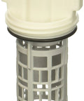 Genuine OEM Drain Pump Filter Replacement For Washing Machines Traps Lint And Debris Keeping Your Drain Clear And Your Washer Running Smoothly With OEM Quality. White plastic Samsung DC97-16991A washer drain pump filter with O-ring