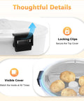 Professional Electric Potato Peeler And Auto Vegetable Spinner, locking clips and clear visible cover for meal prep.