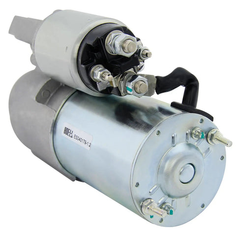 OEM Grade Starter Replacement For 3L Marine 4 Cylinder Engines From 1990 To 2012 Fits Boats And Industrial Equipment Cross Reference 410 12163 1469603 3862308 323 1619 Built To Last Beefed Up Performance, side view showing connectors and metal casing.