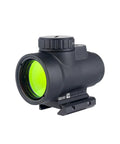 MRO SD 1x25 Red Dot Sight With Adjustable LED 2.0 MOA Dot Low Mount, side view, 7075-T6 durable build, magnifier compatible.