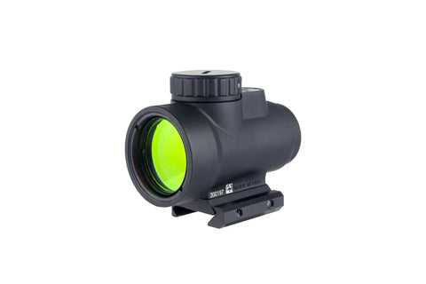MRO SD 1x25 Red Dot Sight With Adjustable LED 2.0 MOA Dot Low Mount, side view, 7075-T6 durable build, magnifier compatible.