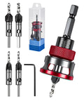 7 Piece Countersink Drill Bit Set With Four Flute HSS M2 Tapered Bits, Adjustable Depth Stop Collar And Wrench