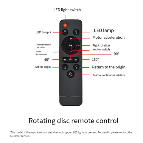 Remote control for Heavy Duty 24 Inch Motorized Electric Turntable Stand With Remote Control, featuring LED controls.