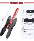 4 In 1 Universal Brake Caliper Tool With 360 Degree Swivel Ratcheting for smooth one hand caliper retraction, red, dimensions shown