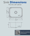 Medallion 23 Inch Classic Series Undermount Stainless Steel Single Bowl Kitchen Sink dimensions diagram