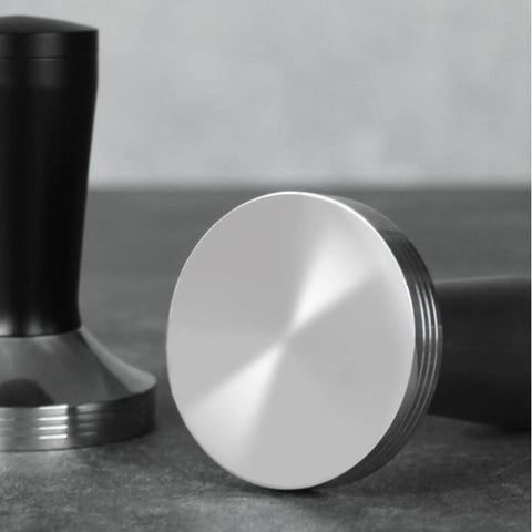 Pro Grade 58 Millimeter Espresso Tamper Plus Five Pin Coffee Distributor Needle Tool Two In One Ground Press Barista Kit on a gray surface.