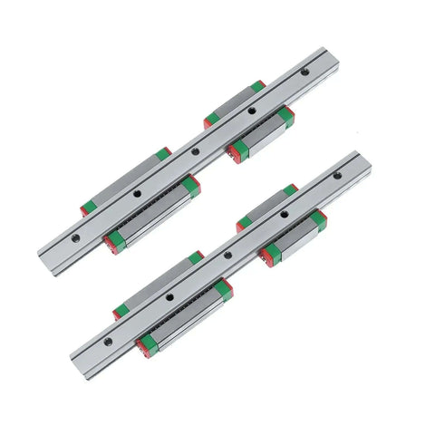 High Precision Miniature MGN7C Linear Guide Rail Kit With Smooth Slide System Includes 800mm Rails Four Carriages For DIY CNC Builds, shown as four silver rails
