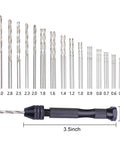 Pro Grade Pin Vise Hand Drill Kit Featuring 30 High Speed Steel Twist Bits And A Solid Mini Carving Clamp, includes 30 steel bits and hand vise.