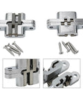 2 Pack 180 Degree Swing Door Hinges For Casement And Folding Tables, Invisible Concealed Cross Hinges, 16x70mm Steel with Screws