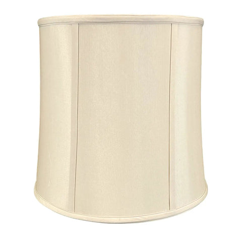 Beige Drum Lamp Shade 13 x 14 x 14 With Silk Type Shantung Exterior And Premium Off White Styrene Lining, Easy Install