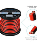 Ultra Flexible 12 Gauge Two Conductor Silicone Wire Spool Red Black For LED Strip Extension Cable 600V 200C Tinned Copper 50Ft