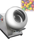 Heavy Duty Candy Coater Machine Automatic Sugar Ball Drying Drum Polisher with stainless steel build and large drum.
