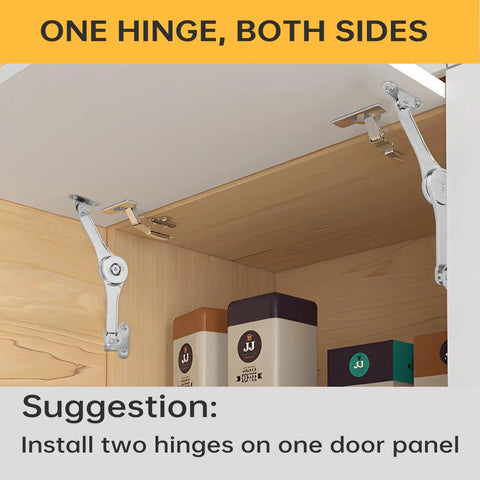 2 Pack Heavy Duty Lid Support Hinges With 110 Degree Free Stop, Tension Adjustable, Supports Up To 50 Lbs For Upper Cabinets