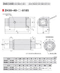 Technical drawing of Heavy Duty Pneumatic Vacuum Generator For Large Suction And High Flow In Pneumatic Conveying Systems ZH30-X185