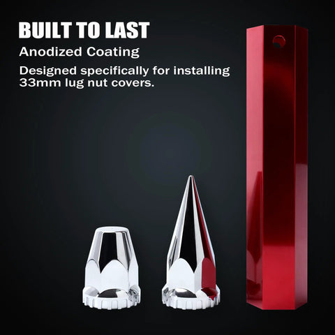 Effortless 33mm Aluminum Lug Nut Covers Remover Tool For Plastic Lug Nuts Quick Install And Easy Removal Durable Aluminum Socket No Sweat Wheel Upgrades Red with anodized finish