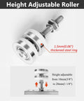 Close-up of height adjustable roller for Heavy Duty Aluminum Folding Barn Door Track And Roller Hardware Kit with Slick Glide Bearings.