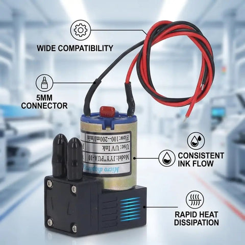 Compact DC 24V 3W Ink Pump for Printers and Inkjets, Fast Heat Dissipation, Plastic Small Size Replacement with connectors