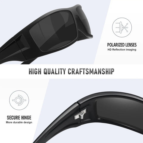 Polarized Sports Sunglasses For Men And Women Featuring Uv400 Lens Shield Cutting Glare Dead Straight Driving Fishing Equipment Heavy Duty Frames Close-up view showing secure hinge and polarized lenses.