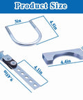 Get These Super Heavy Duty 3 Inch Swivel Exhaust Hangers With Reinforced Saddle U-Bolt Clamps To Securely Mount Your Muffler On Any Universal Tailpipe Setup Without Messy Mods. product size diagram with 3in U-bolt, 4.5in strap, 4.4in saddle
