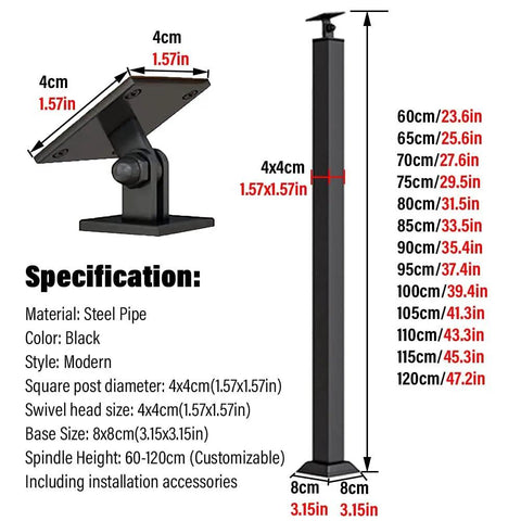 Heavy Duty Black Railing Balusters And Stair Spindles 25 Pack Wrought Iron Look Deck Post Kit with adjustable bracket specifications image.