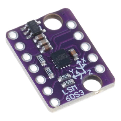 Low Power 6 Axis Motion Sensor Module With Adjustable Range For IoT, Robotics, And Wearables, Dope Accelerometer And Gyroscope Tracking For Real Time Orientation, Vibration Analysis, And Battery Powered Projects. Purple PCB sensor board with mounting holes