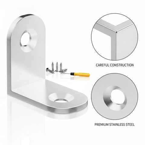 Beefy Stainless Steel Corner Bracket For 90 Degree Furniture Reinforcement Right Angle Support To Stop Wobble metal finish