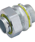 Steel 1-Inch Liquid Tight Connector, Zinc Electroplated, Noninsulated, with Split Gland Ring, Side View