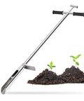 40 Inch Stainless Steel Soil Probe With Ejector And Foot Pedal for soil sampling next to soil with seedlings.