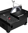 Badass Compact Mini Table Saw With Adjustable Speed Control And Precision Angle Guide For DIY woodworkers, compact black saw design.