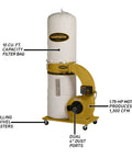 TurboCone Dust Collector With 30 Micron Bag Filter One And Three Quarter HP 115 230 Volt 1 Phase Remote Timer Dual Four Inch Inlets