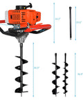 Gas Powered Post Hole Digger Workhorse With 3 Inch 6 Inch And 8 Inch Bits Plus 23 Inch Extension Poles for fence garden farm use