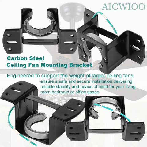 Universal Ceiling Fan Mounting Kit With Hanger Ball Heavy Duty 2mm Steel Wobble-Free Rock Solid Fits 1-Inch Downrods For Flat And Low Slope Ceilings Up To 10 Degrees Includes All Mounting Hardware Reduces Vibration For Quiet Sleep