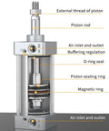 Diagram of Long Stroke Air Cylinder 2 Inch Bore 20 Inch Stroke Double Acting Aluminum Pneumatic Cylinder highlighting components.