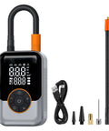 Skip The Stress Over Low Tire Pressure With This Cordless Car Tire Inflator Packin Dual Digital Screens And Automatic Shutoff Compact Wireless Air Compressor portable design with multiple nozzles and USB-C cable.