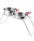 Pack Grill Ultra Lite Lightweight Portable Stainless Steel Camp Grill with pots, folds flat for easy storage, stable over open fire
