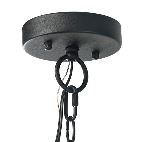 Farmhouse Outdoor Pendant Lights With Painted Black Metal And Clear Bubbled Glass Globes durable ceiling mount detail