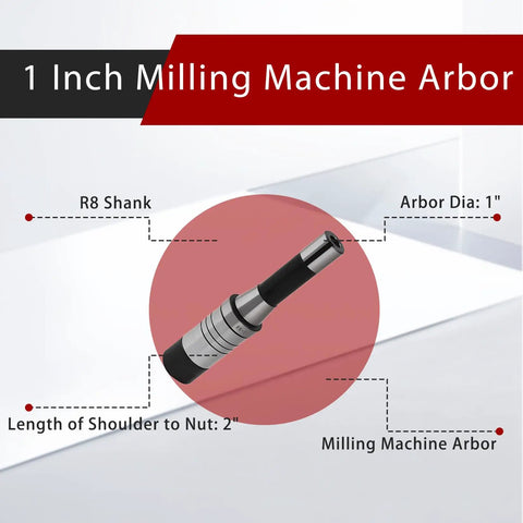 1 Inch Milling Machine Arbor With 2 Inch Shoulder To Nut R8 Shank For Bridgeport Style Milling Machines diagram
