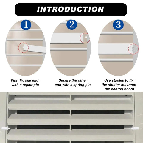 Instructions for Grab These Bad Boys To Fix Slipped Plantation Shutters In No Time With This Top Shelf Repair Kit showing repair pin use.