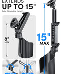Cup Holder Phone Mount For MagSafe Magnetic Car Holder with dual adjustable bases, extendable height up to 15 inches.