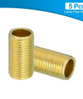 Hardcore Brass M10 Fine Thread Lamp Pipe Nipples 5 Pack with threaded design, solid brass, ideal for lighting projects.