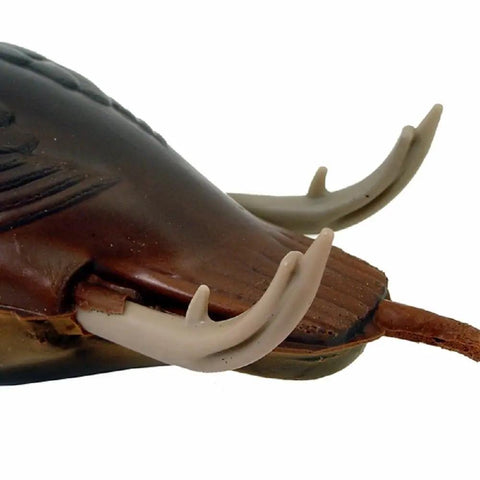 Close-up of Quail Retriever Trainer Dead Fowl Gambrels Quail Dummy For Water Fetches And Huntin Dogs, showing detailed antler design.